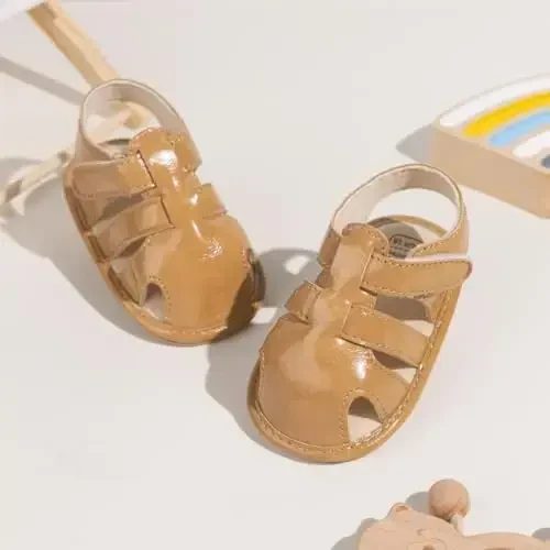 Meckior Baby Infant Boy Girl Sandals Newborn Non-Slip Soft Rubber Sole Sandals for Baby Boys Open-Toe Outdoor Casual Summer First Walkers Shoes - 4