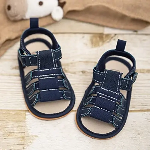 Meckior Baby Infant Boy Girl Sandals Newborn Non-Slip Soft Rubber Sole Sandals for Baby Boys Open-Toe Outdoor Casual Summer First Walkers Shoes - 4