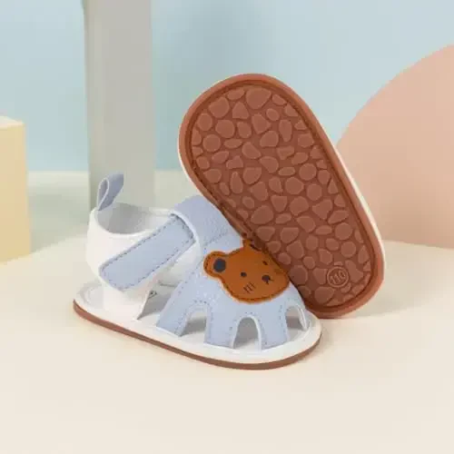 Meckior Baby Infant Boy Girl Sandals Newborn Non-Slip Soft Rubber Sole Sandals for Baby Boys Open-Toe Outdoor Casual Summer First Walkers Shoes - 5