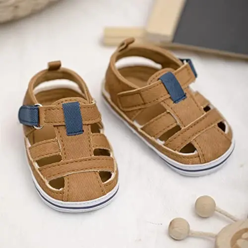 Meckior Baby Infant Boy Girl Sandals Newborn Non-Slip Soft Rubber Sole Sandals for Baby Boys Open-Toe Outdoor Casual Summer First Walkers Shoes - 4