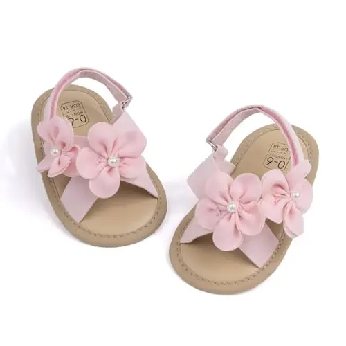 Meckior Infant Baby Girls Boys Summer Sandals Open Toe Lace Princess Dress Wedding Flats Shoes Newborn Toddler Soft Non-slip Sole First Walker Crib Shoes 