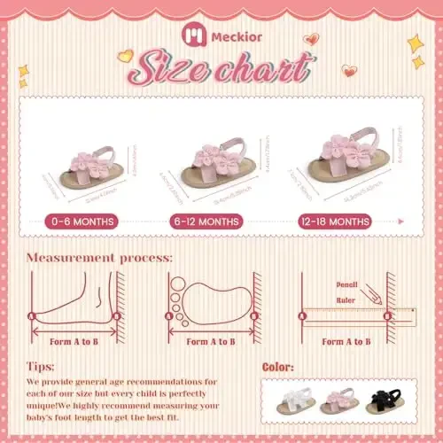 Meckior Infant Baby Girls Boys Summer Sandals Open Toe Lace Princess Dress Wedding Flats Shoes Newborn Toddler Soft Non-slip Sole First Walker Crib Shoes - 6
