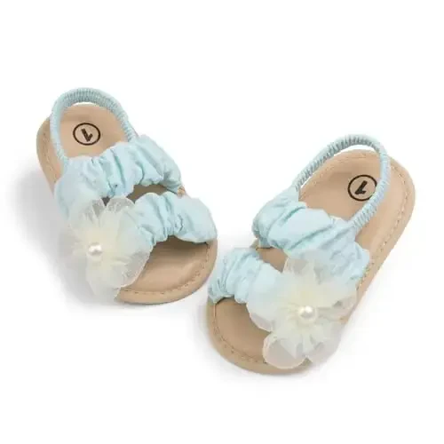 Meckior Infant Baby Girls Boys Summer Sandals Open Toe Lace Princess Dress Wedding Flats Shoes Newborn Toddler Soft Non-slip Sole First Walker Crib Shoes 