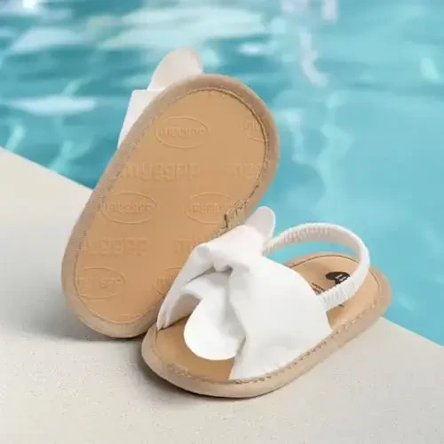 Meckior Infant Baby Girls Boys Summer Sandals Open Toe Lace Princess Dress Wedding Flats Shoes Newborn Toddler Soft Non-slip Sole First Walker Crib Shoes - 4