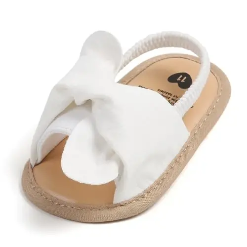 Meckior Infant Baby Girls Boys Summer Sandals Open Toe Lace Princess Dress Wedding Flats Shoes Newborn Toddler Soft Non-slip Sole First Walker Crib Shoes 
