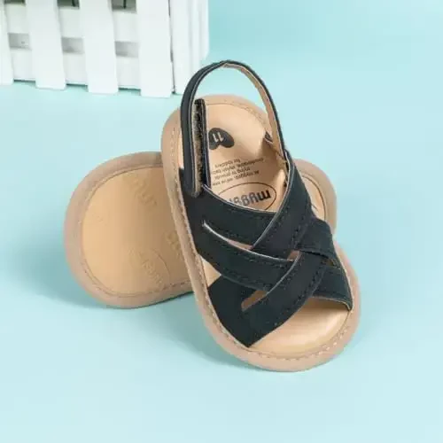 Meckior Infant Baby Girls Boys Summer Sandals Open Toe Lace Princess Dress Wedding Flats Shoes Newborn Toddler Soft Non-slip Sole First Walker Crib Shoes - 4