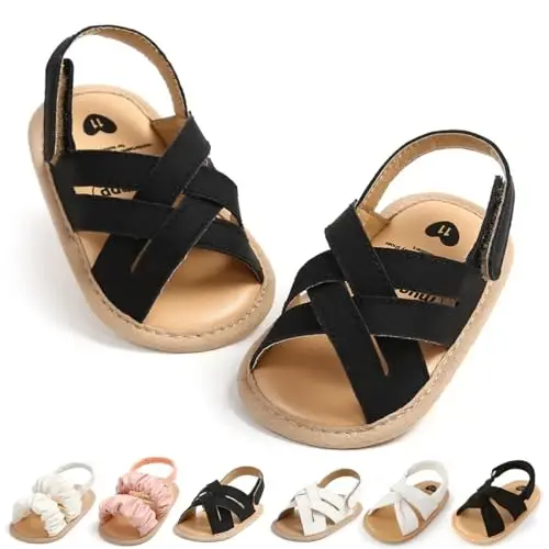 Meckior Infant Baby Girls Boys Summer Sandals Open Toe Lace Princess Dress Wedding Flats Shoes Newborn Toddler Soft Non-slip Sole First Walker Crib Shoes - 1