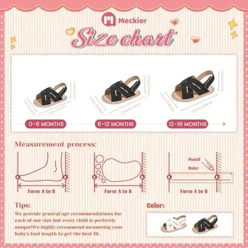 Meckior Infant Baby Girls Boys Summer Sandals Open Toe Lace Princess Dress Wedding Flats Shoes Newborn Toddler Soft Non-slip Sole First Walker Crib Shoes - 6