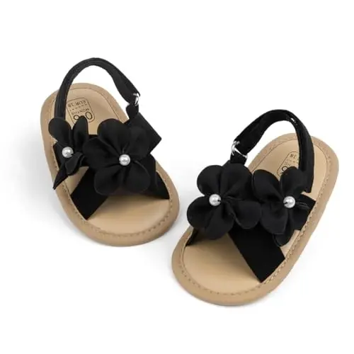 Meckior Infant Baby Girls Boys Summer Sandals Open Toe Lace Princess Dress Wedding Flats Shoes Newborn Toddler Soft Non-slip Sole First Walker Crib Shoes - 1