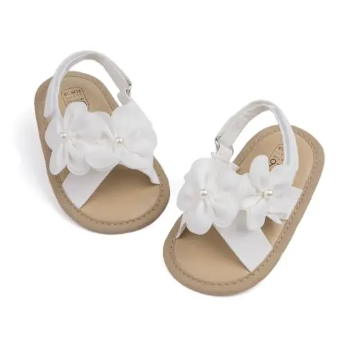 Meckior Infant Baby Girls Boys Summer Sandals Open Toe Lace Princess Dress Wedding Flats Shoes Newborn Toddler Soft Non-slip Sole First Walker Crib Shoes 