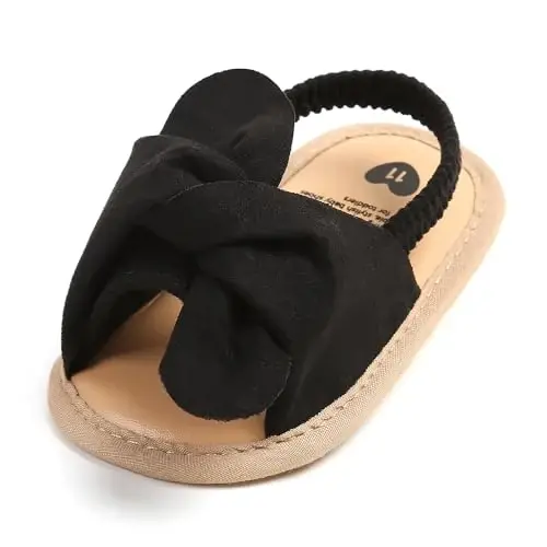 Meckior Infant Baby Girls Boys Summer Sandals Open Toe Lace Princess Dress Wedding Flats Shoes Newborn Toddler Soft Non-slip Sole First Walker Crib Shoes - 1