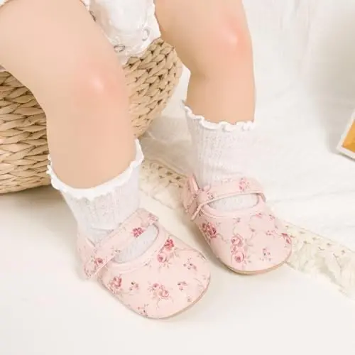 Meckior Infant Baby Girls Boys Handmade Princess Flats Toddler First Walkers Soft PU Leather Non-Slip Crib Wedding Dress Shoes - 3