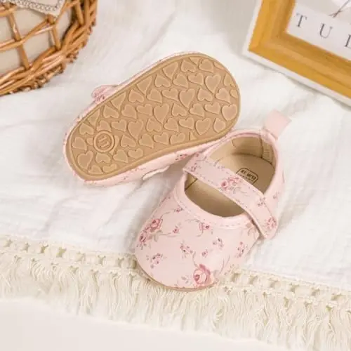 Meckior Infant Baby Girls Boys Handmade Princess Flats Toddler First Walkers Soft PU Leather Non-Slip Crib Wedding Dress Shoes - 4
