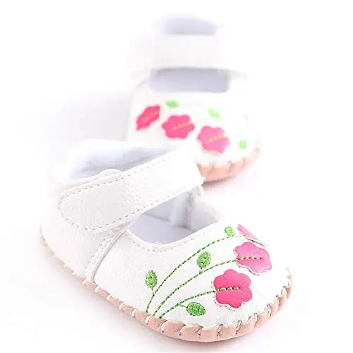 Meckior Infant Baby Girls Boys Handmade Princess Flats Toddler First Walkers Soft PU Leather Non-Slip Crib Wedding Dress Shoes - MECKIOR