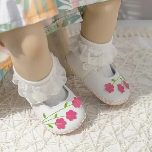 Meckior Infant Baby Girls Boys Handmade Princess Flats Toddler First Walkers Soft PU Leather Non-Slip Crib Wedding Dress Shoes - MECKIOR (1)