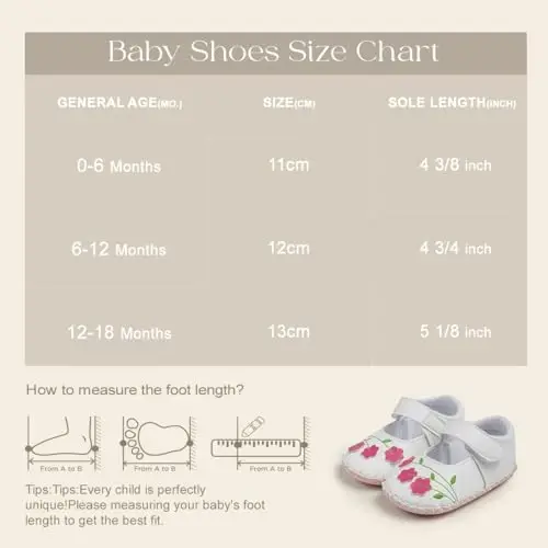 Meckior Infant Baby Girls Boys Handmade Princess Flats Toddler First Walkers Soft PU Leather Non-Slip Crib Wedding Dress Shoes - 6