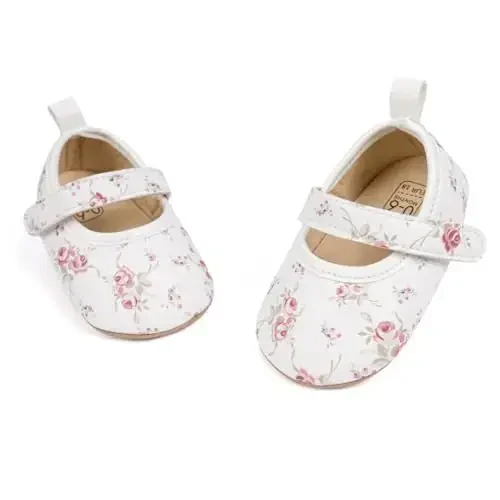 Meckior Infant Baby Girls Boys Handmade Princess Flats Toddler First Walkers Soft PU Leather Non-Slip Crib Wedding Dress Shoes - MECKIOR