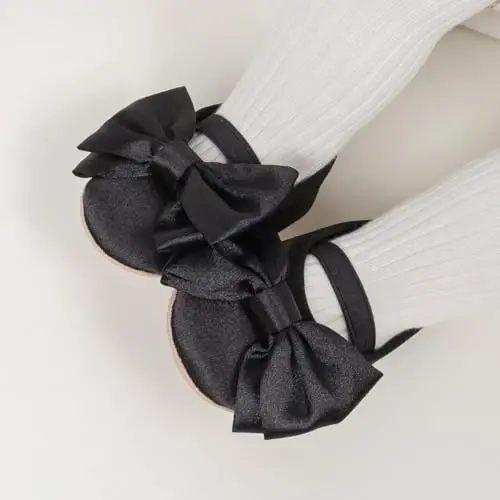 Meckior Infant Baby Girls Boys Handmade Princess Flats Toddler First Walkers Soft PU Leather Non-Slip Crib Wedding Dress Shoes - 3