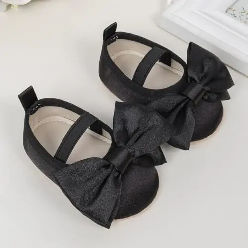 Meckior Infant Baby Girls Boys Handmade Princess Flats Toddler First Walkers Soft PU Leather Non-Slip Crib Wedding Dress Shoes - 4