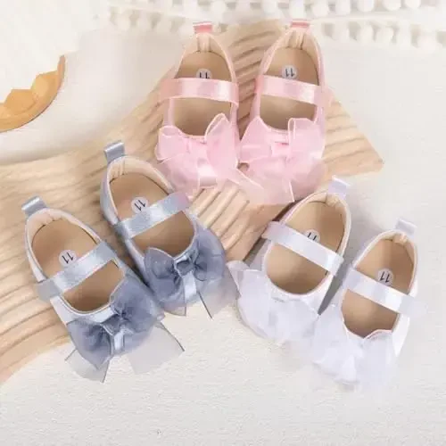Meckior Infant Baby Girls Boys Handmade Princess Flats Toddler First Walkers Soft PU Leather Non-Slip Crib Wedding Dress Shoes - 2