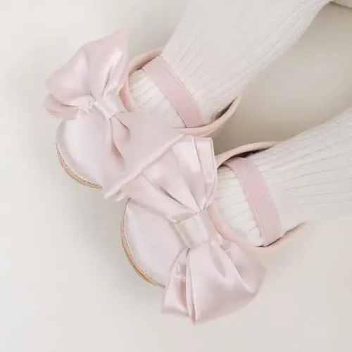 Meckior Infant Baby Girls Boys Handmade Princess Flats Toddler First Walkers Soft PU Leather Non-Slip Crib Wedding Dress Shoes - 3