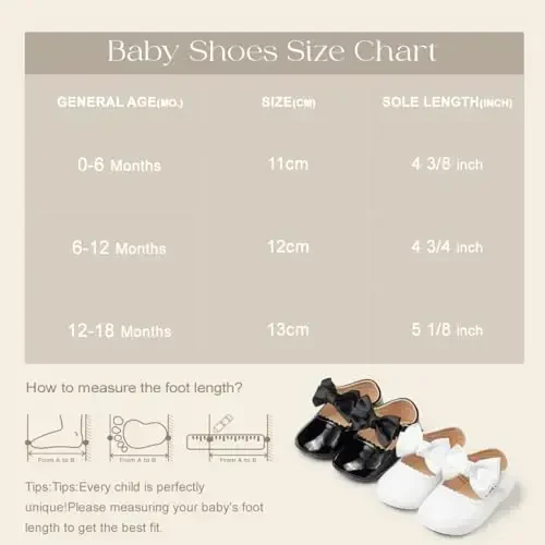 Meckior Infant Baby Girls Boys Handmade Princess Flats Toddler First Walkers Soft PU Leather Non-Slip Crib Wedding Dress Shoes - 6