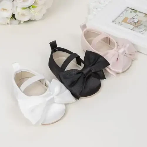 Meckior Infant Baby Girls Boys Handmade Princess Flats Toddler First Walkers Soft PU Leather Non-Slip Crib Wedding Dress Shoes - MECKIOR (1)