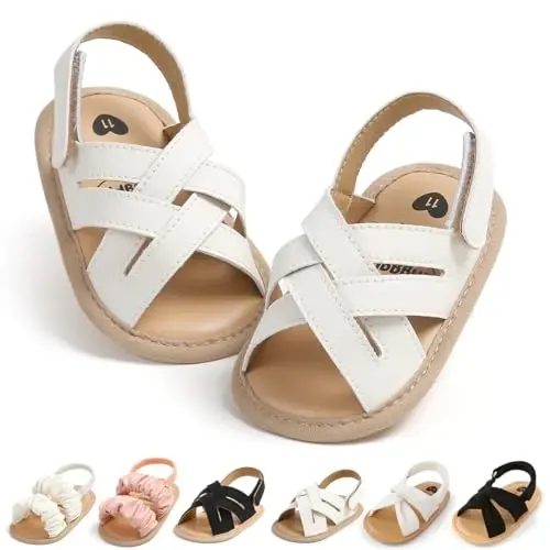 Meckior Infant Baby Girls Boys Summer Sandals Open Toe Lace Princess Dress Wedding Flats Shoes Newborn Toddler Soft Non-slip Sole First Walker Crib Shoes - MECKIOR