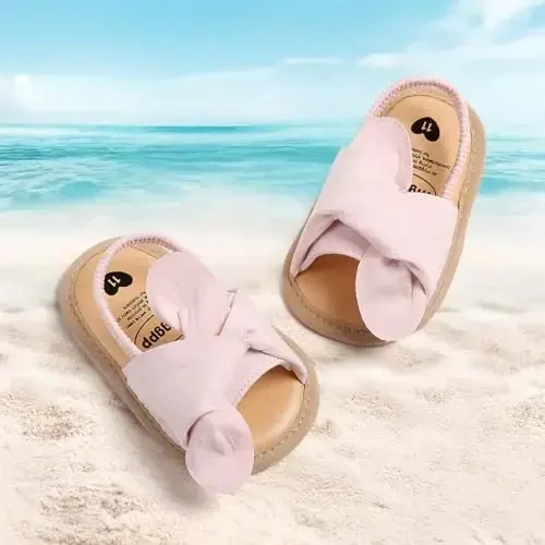 Meckior Infant Baby Girls Boys Summer Sandals Open Toe Lace Princess Dress Wedding Flats Shoes Newborn Toddler Soft Non-slip Sole First Walker Crib Shoes - 3