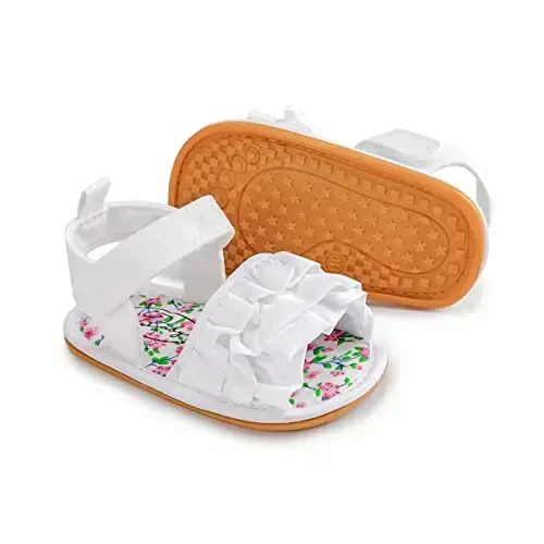 Meckior Infant Baby Girls Boys Summer Sandals Open Toe Lace Princess Dress Wedding Flats Shoes Newborn Toddler Soft Non-slip Sole First Walker Crib Shoes 