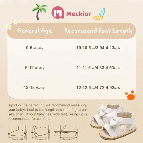 Meckior Baby Toddler Infant Girls PU Leather Soft Open Toe Summer Sandals Flower Princess Flat Shoes - 4