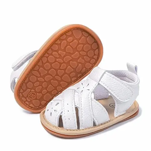 Meckior Baby Toddler Infant Girls PU Leather Soft Open Toe Summer Sandals Flower Princess Flat Shoes 