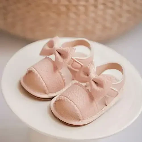Meckior Baby Toddler Infant Girls PU Leather Soft Open Toe Summer Sandals Flower Princess Flat Shoes - 4