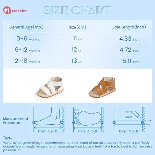 Meckior Baby Toddler Infant Girls PU Leather Soft Open Toe Summer Sandals Flower Princess Flat Shoes - 6