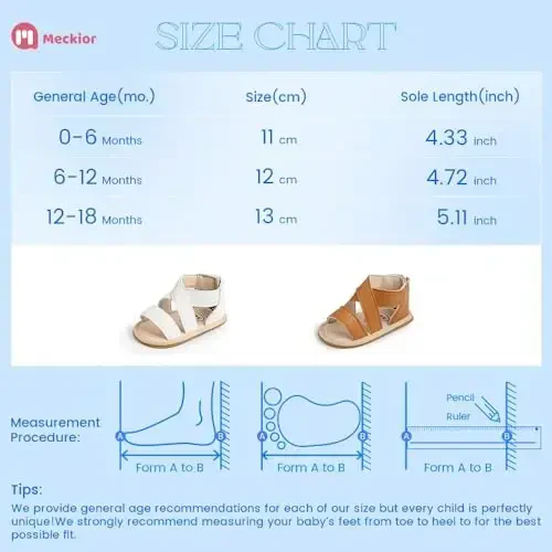 Meckior Baby Toddler Infant Girls PU Leather Soft Open Toe Summer Sandals Flower Princess Flat Shoes - 6