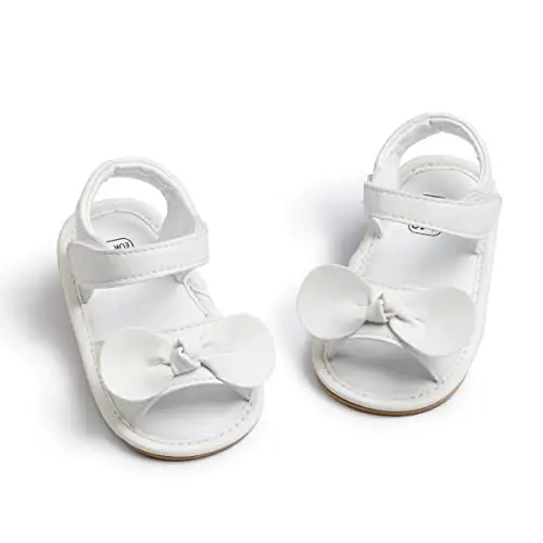 Meckior Baby Toddler Infant Girls PU Leather Soft Open Toe Summer Sandals Flower Princess Flat Shoes - 1