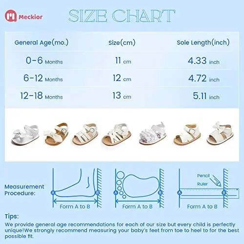 Meckior Baby Toddler Infant Girls PU Leather Soft Open Toe Summer Sandals Flower Princess Flat Shoes - 6