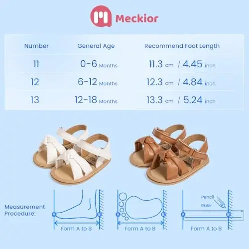 Meckior Baby Toddler Infant Girls PU Leather Soft Open Toe Summer Sandals Flower Princess Flat Shoes - 6
