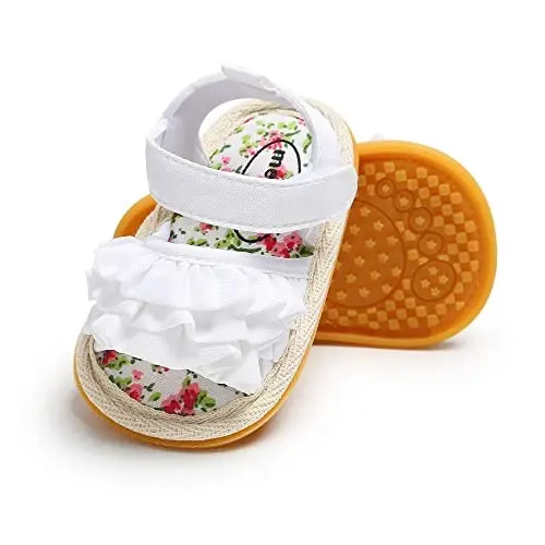 Meckior Baby Toddler Infant Girls PU Leather Soft Open Toe Summer Sandals Flower Princess Flat Shoes - 2