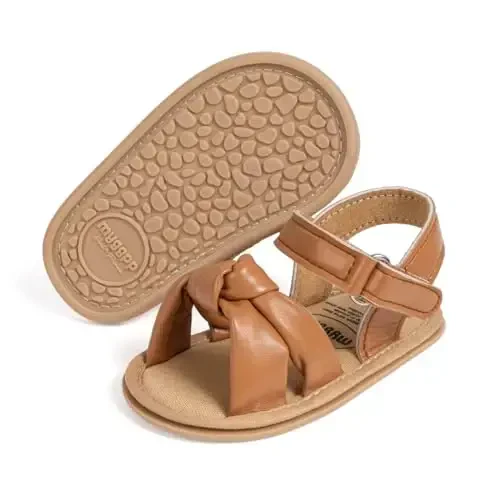 Meckior Baby Toddler Infant Girls PU Leather Soft Open Toe Summer Sandals Flower Princess Flat Shoes 