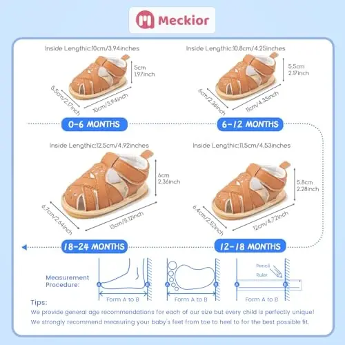 Meckior Baby Toddler Infant Girls PU Leather Soft Open Toe Summer Sandals Flower Princess Flat Shoes - 6