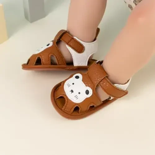 Meckior chaqaloq o'g'il qiz sandal yangi tug'ilgan sirpanmaydigan yumshoq kauchuk taglikli sandal chaqaloq bolalar uchun ochiq oyoqli tashqi kundalik yozgi birinchi qadam qo'yuvchi poyabzal - 4