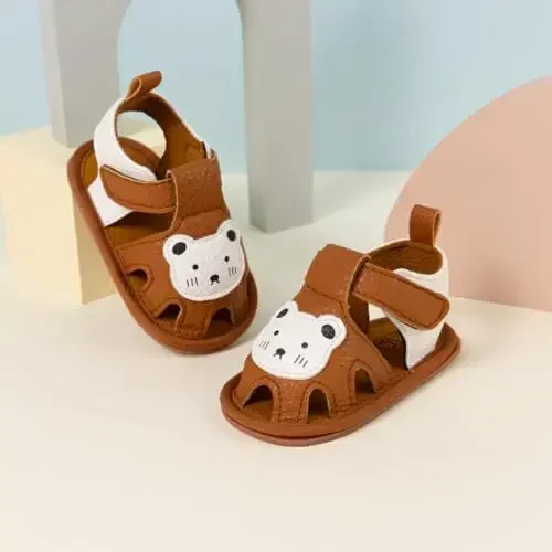 Meckior chaqaloq o'g'il qiz sandal yangi tug'ilgan sirpanmaydigan yumshoq kauchuk taglikli sandal chaqaloq bolalar uchun ochiq oyoqli tashqi kundalik yozgi birinchi qadam qo'yuvchi poyabzal - 6