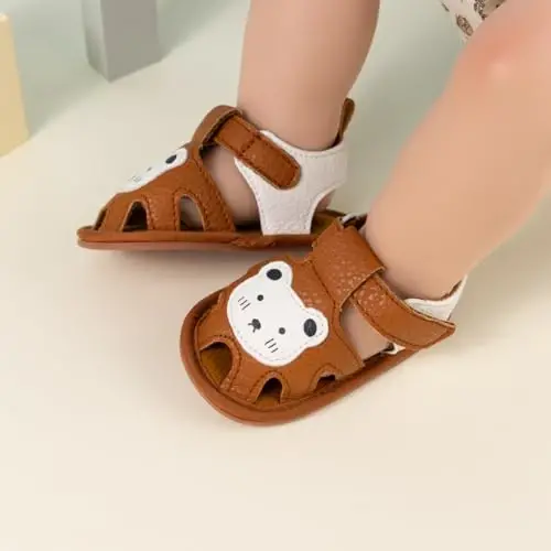 Meckior chaqaloq o'g'il qiz sandal yangi tug'ilgan sirpanmaydigan yumshoq kauchuk taglikli sandal chaqaloq bolalar uchun ochiq oyoqli tashqi kundalik yozgi birinchi qadam qo'yuvchi poyabzal - 4