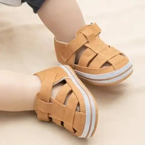 Meckior Chaqaloq o'g'il qiz sandal yangi tug'ilgan sirpanmaydigan yumshoq kauchuk taglikli sandal chaqaloqlar uchun ochiq oyoqli tashqi kundalik yozgi birinchi qadam qo'yuvchi poyabzal - 3