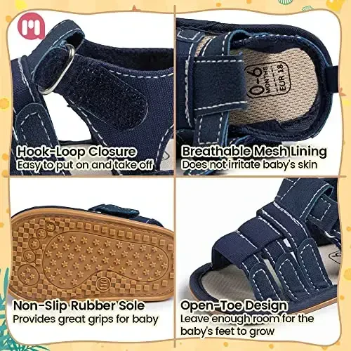 Meckior chaqaloq o'g'il qiz sandal yangi tug'ilgan sirpanmaydigan yumshoq rezina taglikli sandal chaqaloqlar uchun ochiq oyoqli tashqi kundalik yozgi birinchi qadam qo'yuvchi poyabzal - 5