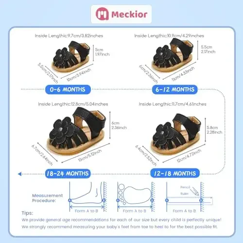 Meckior chaqaloq qizlar PU teri yumshoq ochiq oyoq yozgi sandal gul malika tekis poyabzal - 6