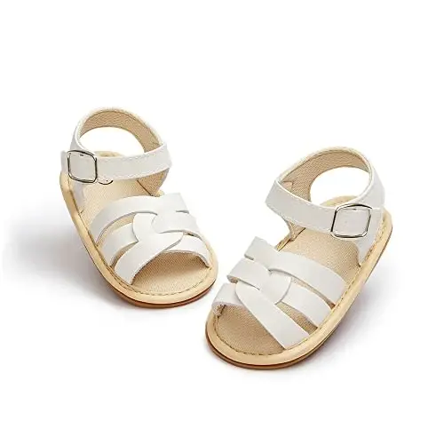 Meckior Chaqaloq Qizlar PU Teri Yumshoq Ochiq Oyoqli Yozgi Sandallar Gul Princessasi Yassi Poyabzal - 1