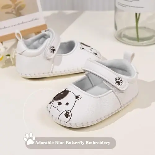 Meckior Infant Baby Girl Sandals Soft Non-Slip Rubber Sole Handmade Princess Wedding Dress Shoes Toddler First Walkers - 3