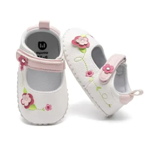 Meckior Infant Baby Girl Sandals Soft Non-Slip Rubber Sole Handmade Princess Wedding Dress Shoes Toddler First Walkers - 1